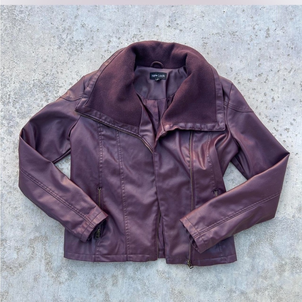Burgundy Leather Moto Jacket